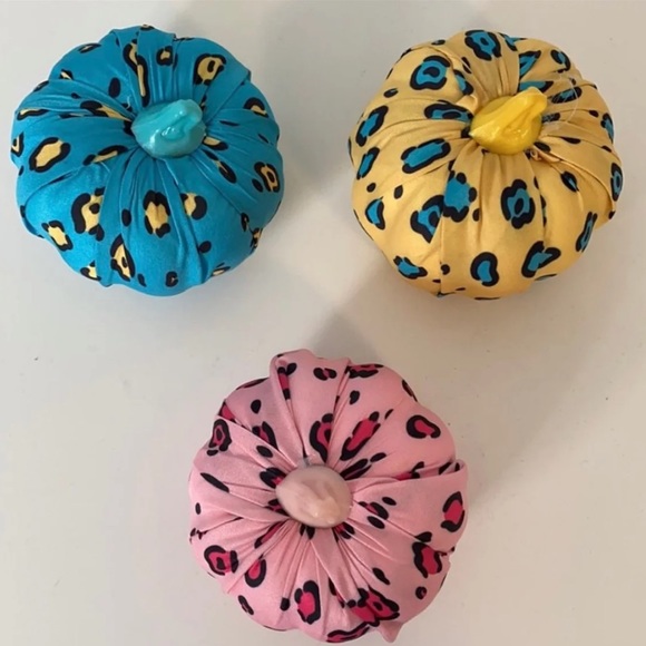 Set of Three Leopard Print Pumpkins - Picture 2 of 3